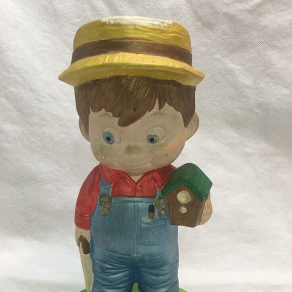 Vintage Ceramic Boy Holding Birdhouse & Saw Hand Painted Ceramichrome, Inc. 1973 - Picture 2 of 8